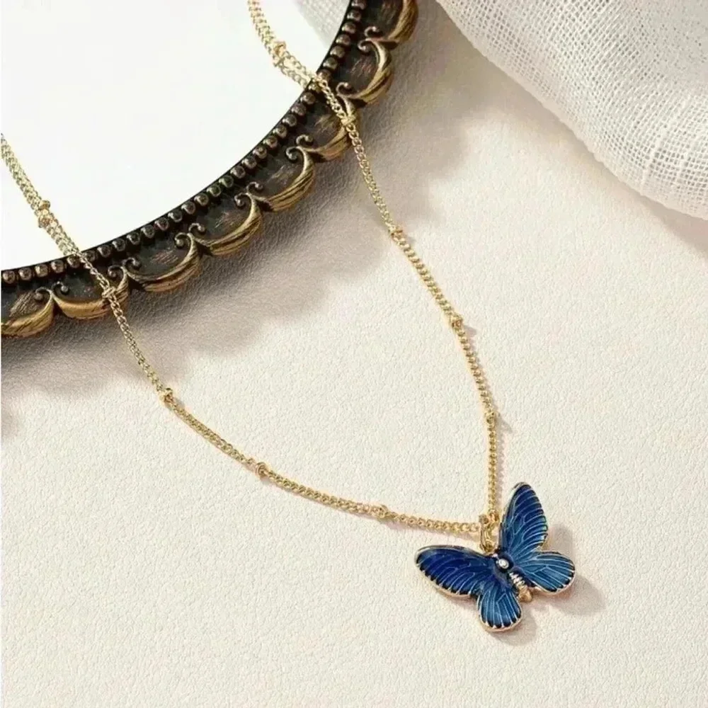 ⚠️Clearance Blue And Gold Butterfly Necklace - Picture 3 of 4